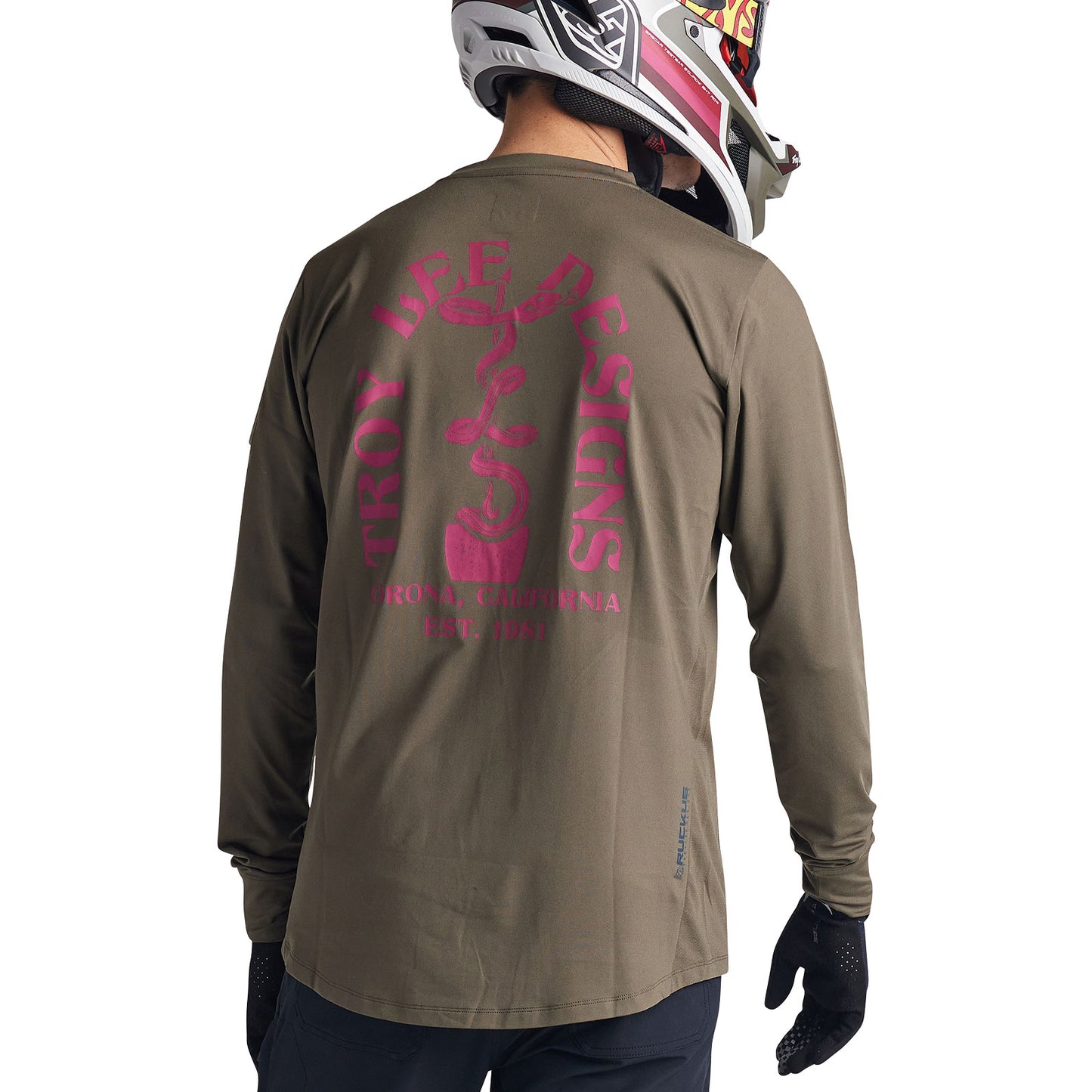 Ruckus Long Sleeve Ride Tee Fangs Olive