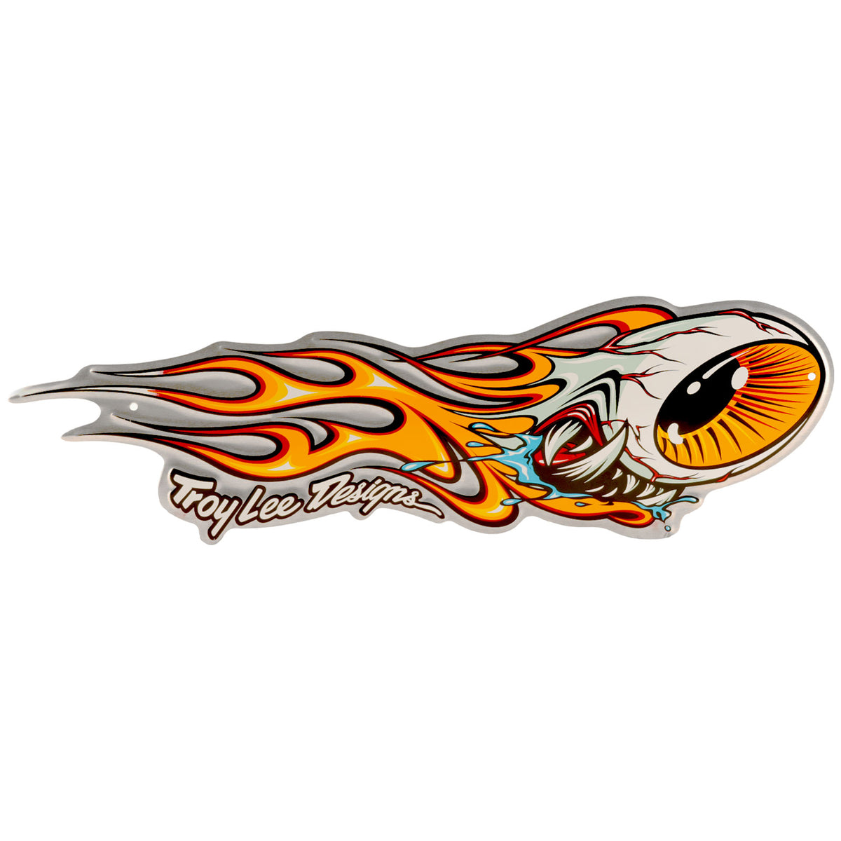Metal Sign Flaming Eyeball Gray